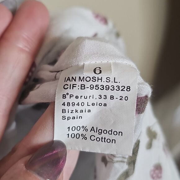 Ian Mosh Strawberry Print Floral Sleeveless Babydoll Tank Top with Ruffle Trim - Picture 8 of 8